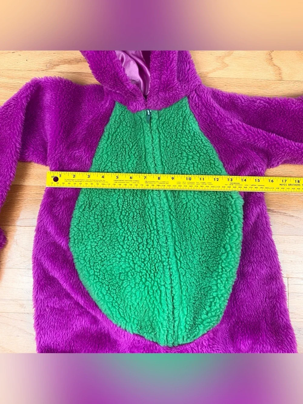 Barney The Purple Dinosaur Sherpa Fleece Kids Costume Zip 1997 halloween 4-6